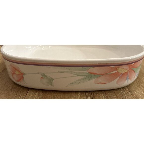 Vtg Corning Ware 2.5 Liter Casserole Baking Dish Pink Peony Pattern A-10-B - Picture 2 of 5
